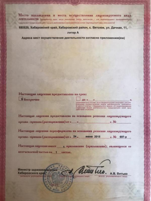 Лицензия на осуществление медицинской деятельности (Лесная Поляна)
